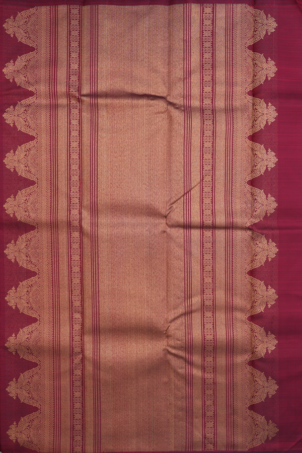 Kanchipuram Silk Saree In Burgundy Red With Zari Buttis