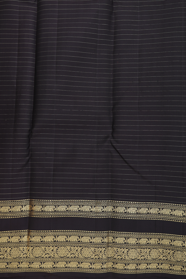 Kanchipuram Silk Saree In Burnt Orange With Checks Design