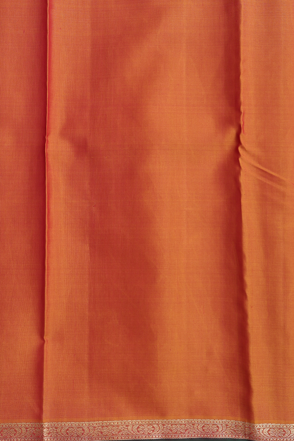 Kanchipuram Silk Saree In Burnt Orange With Floral Buttas