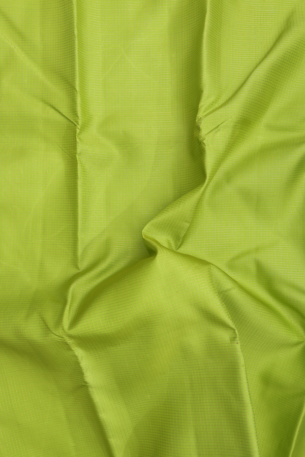 Kanchipuram Silk Saree In Lime Green With Checks Design
