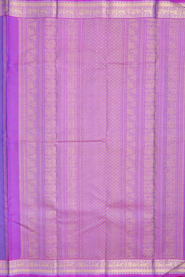 Kanchipuram Silk Saree In Capri Blue Along Stripes With Buttas