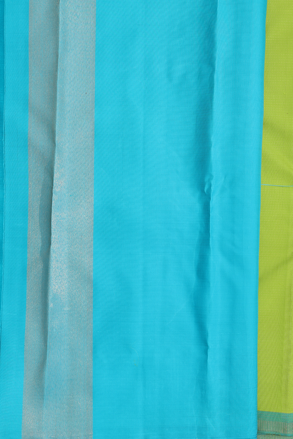 Kanchipuram Silk Saree In Lime Green With Checks Design