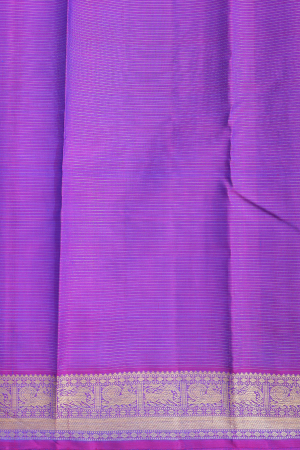Kanchipuram Silk Saree In Capri Blue Along Stripes With Buttas