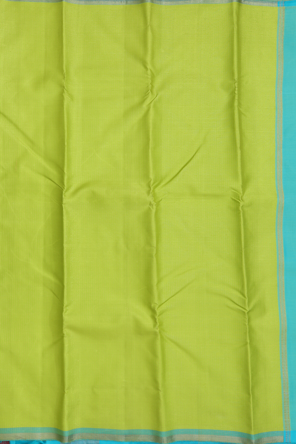 Kanchipuram Silk Saree In Lime Green With Checks Design
