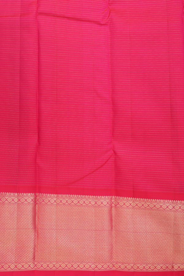 Kanchipuram Silk Saree In Cobalt Blue Stripes Along With Buttas