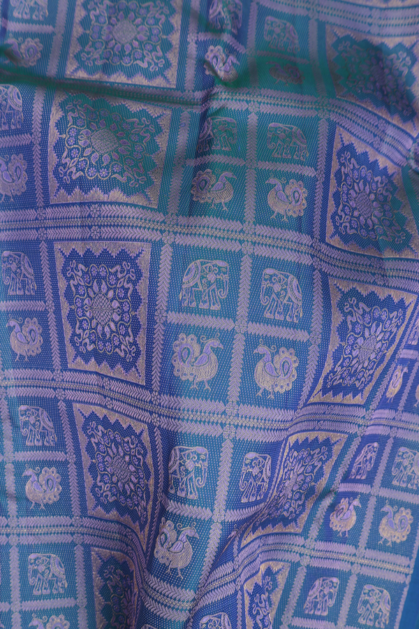 Kanchipuram Silk Saree In Capri Blue With Brocade Design