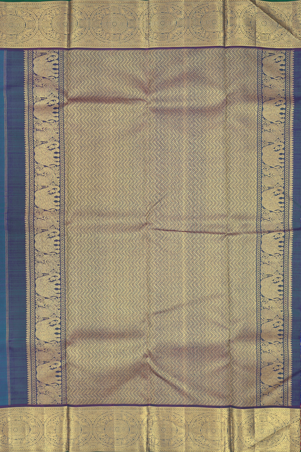 Kanchipuram Silk Saree In Capri Blue With Checks Design