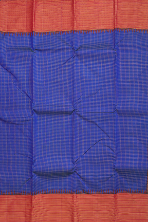 Kanchipuram Silk Saree In Capri Blue With Checks Design