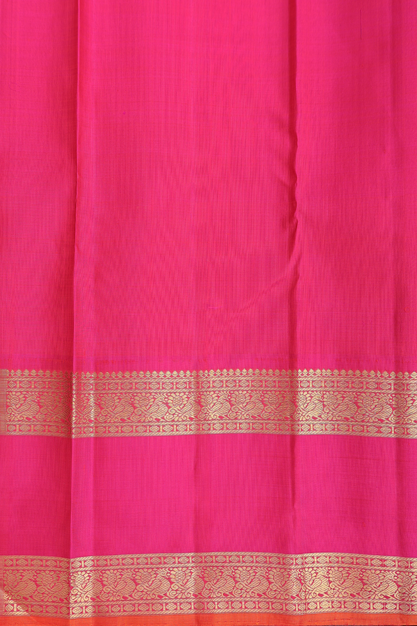 Kanchipuram Silk Saree In Capri Blue With Checks Design