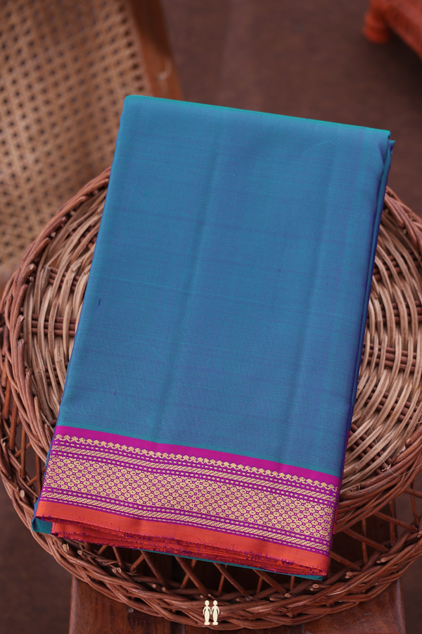 Kanchipuram Silk Saree In Capri Blue With Contrast Border