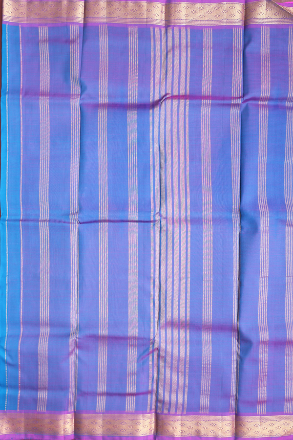 Kanchipuram Silk Saree In Capri Blue With Contrast Border