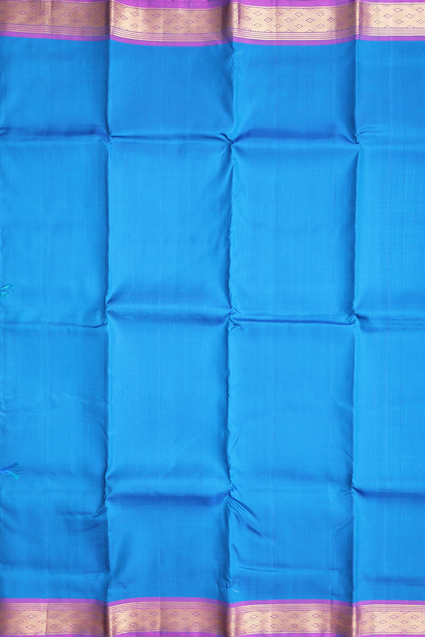 Kanchipuram Silk Saree In Capri Blue With Contrast Border