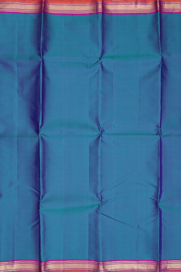 Kanchipuram Silk Saree In Capri Blue With Contrast Border