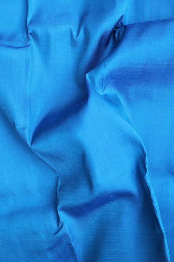Kanchipuram Silk Saree In Capri Blue With Contrast Border