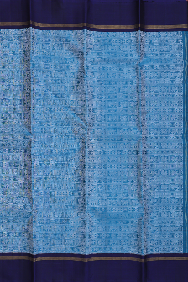 Kanchipuram Silk Saree In Capri Blue With Jacquard Pattern