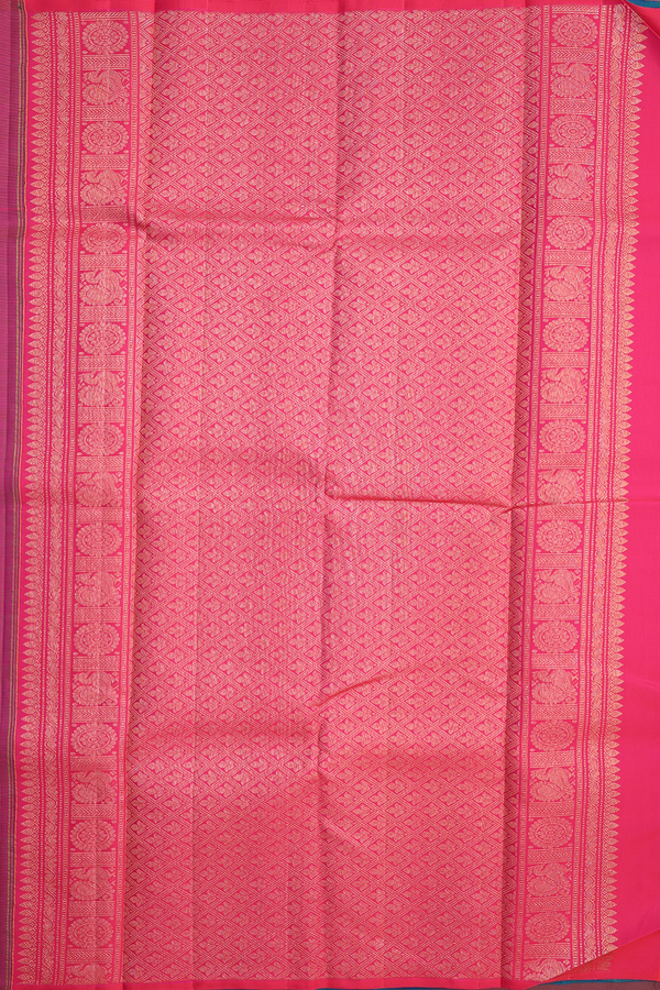 Kanchipuram Silk Saree In Capri Blue With Paisley Motifs