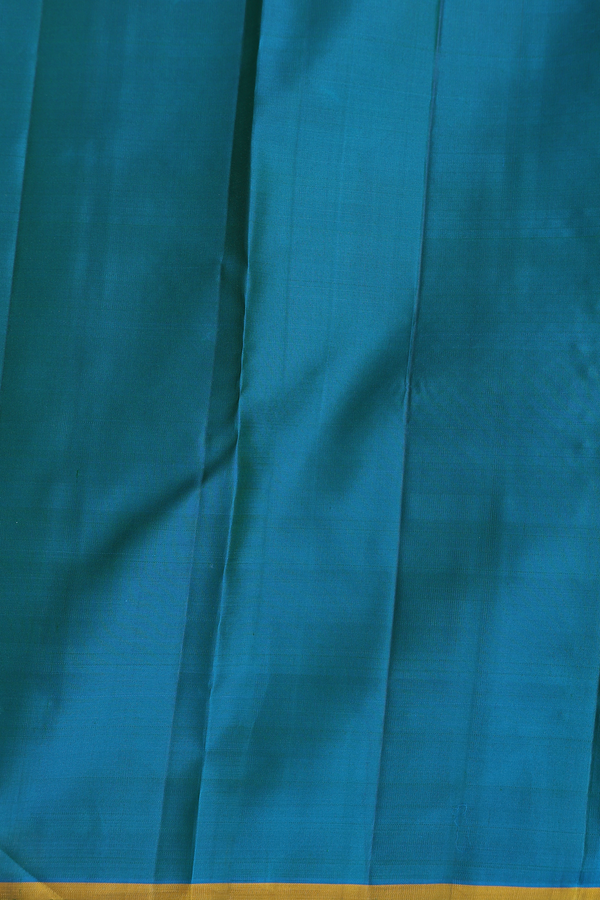 Kanchipuram Silk Saree In Capri Blue Along Stripes With Buttas