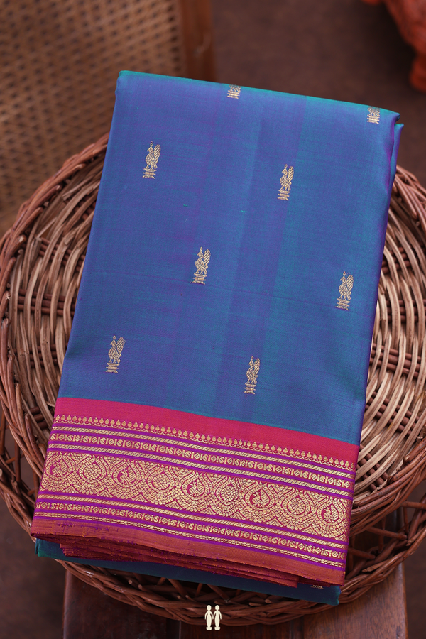 Kanchipuram Silk Saree In Dual Tone With Zari Buttas