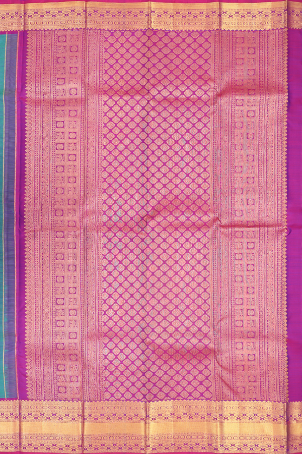 Kanchipuram Silk Saree In Capri Blue With Zari Buttas