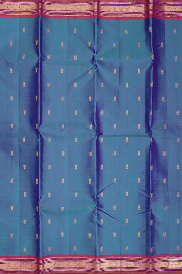 Kanchipuram Silk Saree In Dual Tone With Zari Buttas