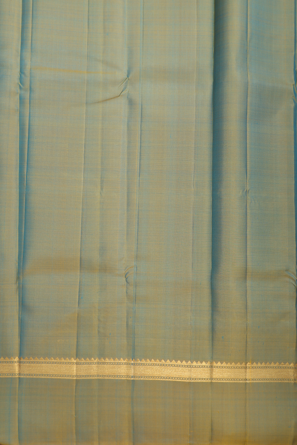 Kanchipuram Silk Saree In Cerulean Blue With Checks Design