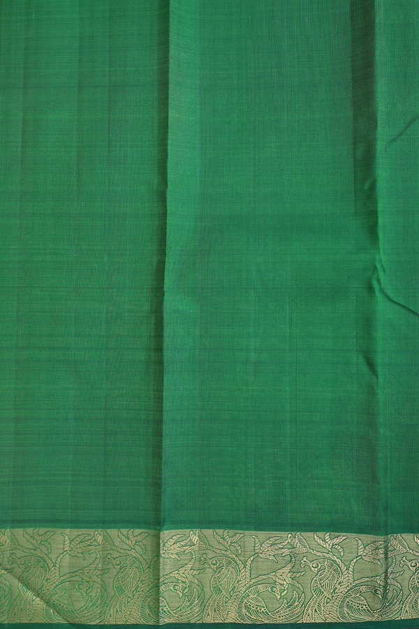 Kanchipuram Silk Saree In Cerulean Blue With Peacock Border