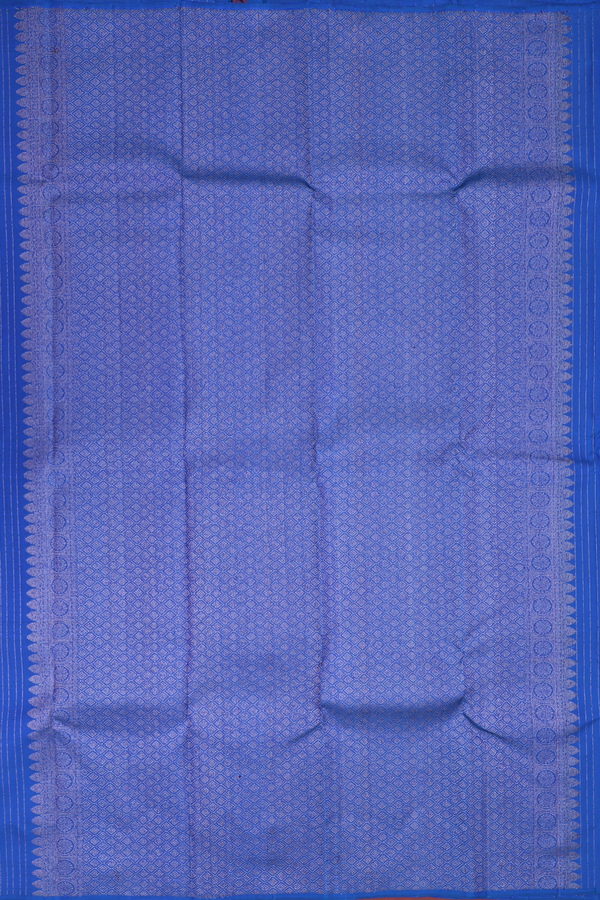 Kanchipuram Silk Saree In Cerulean Blue With Stripes Design