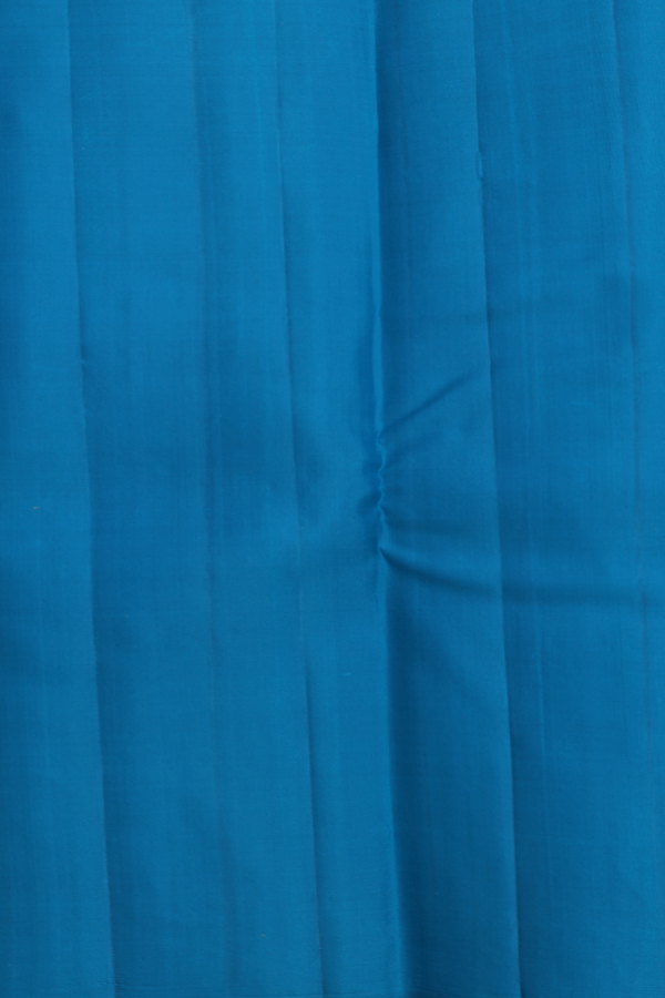 Kanchipuram Silk Saree In Cerulean Blue With Temple Border