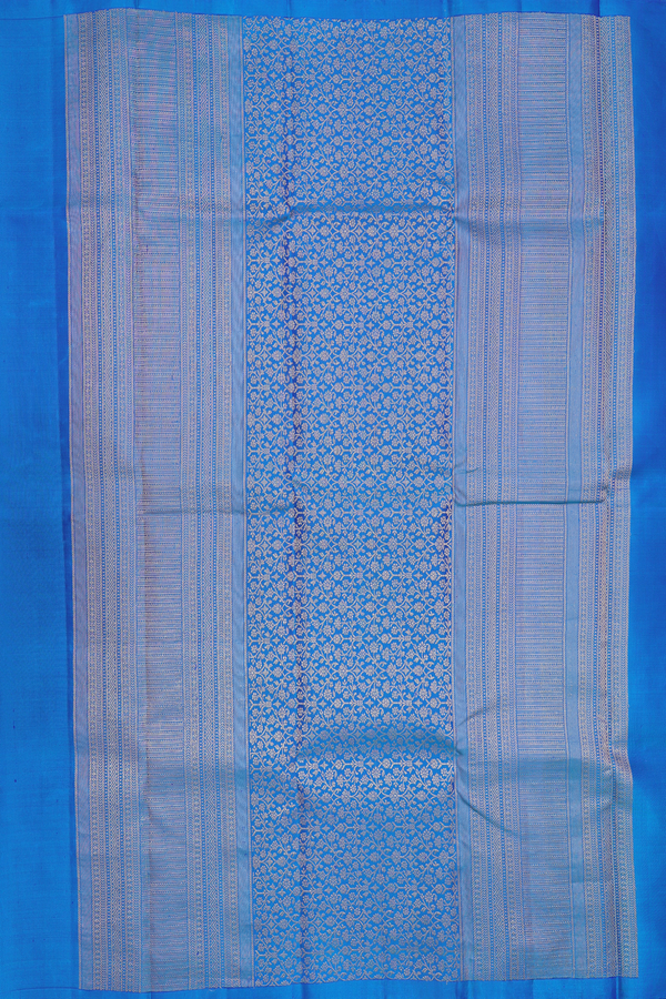 Kanchipuram Silk Saree In Cerulean Blue With Zari Design