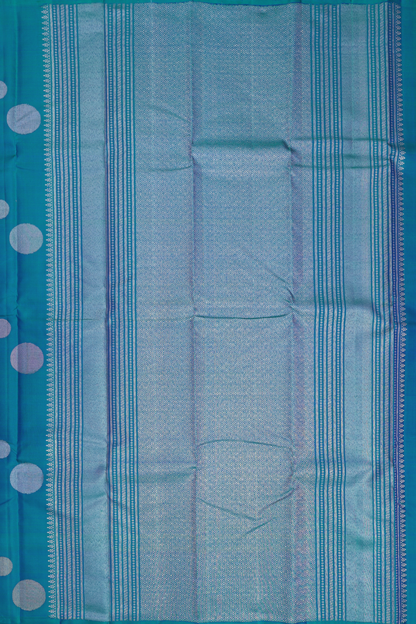 Kanchipuram Silk Saree In Cerulean Blue With Zari Motifs