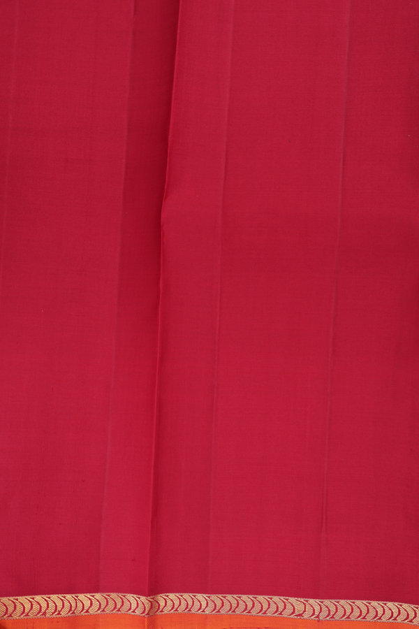 Kanchipuram Silk Saree In Cherry Red With Peacock Zari Motif