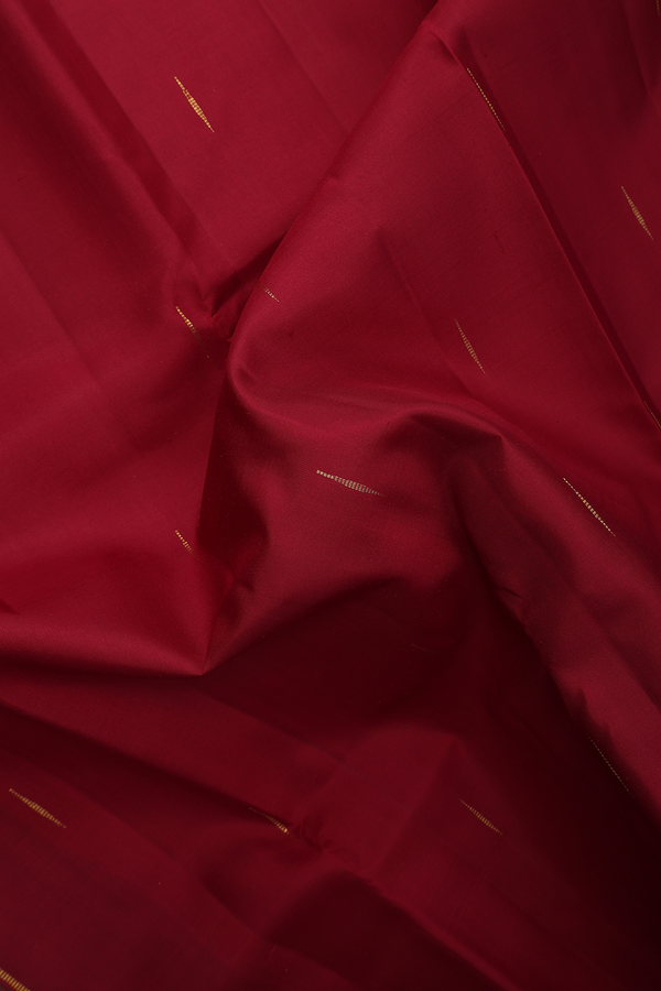 Kanchipuram Silk Saree In Cherry Red With Zari Buttas