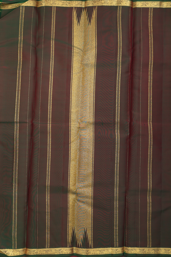 Kanchipuram Silk Saree In Cherry Red With Zari Buttas