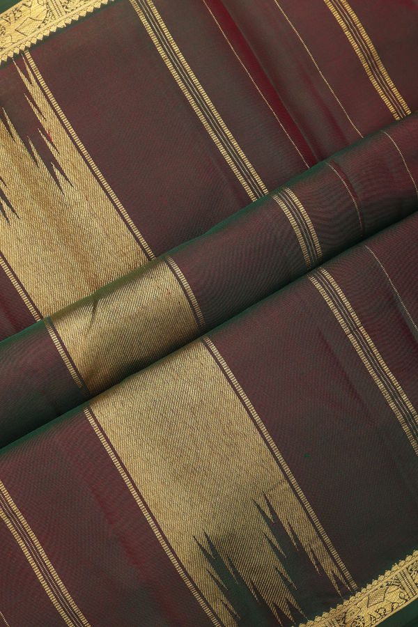 Kanchipuram Silk Saree In Cherry Red With Zari Buttas