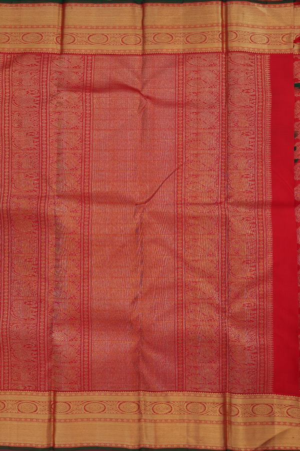 Kanchipuram Silk Saree In Chilli Red Tree Zari Motifs