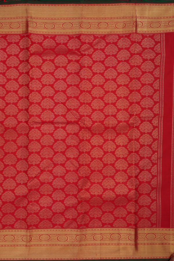 Kanchipuram Silk Saree In Chilli Red Tree Zari Motifs