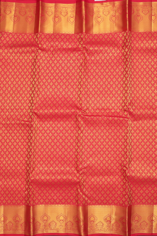 Kanchipuram Silk Saree In Chilli Red With Brocade Design