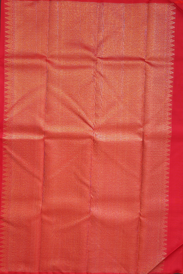 Kanchipuram Silk Saree In Chilli Red With Brocade Design