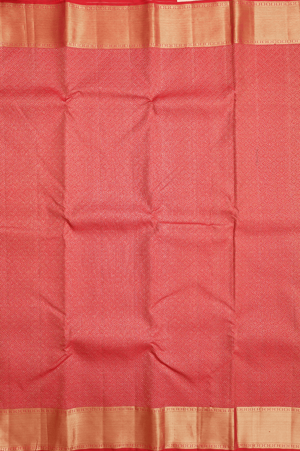 Kanchipuram Silk Saree In Chilli Red With Brocade Design