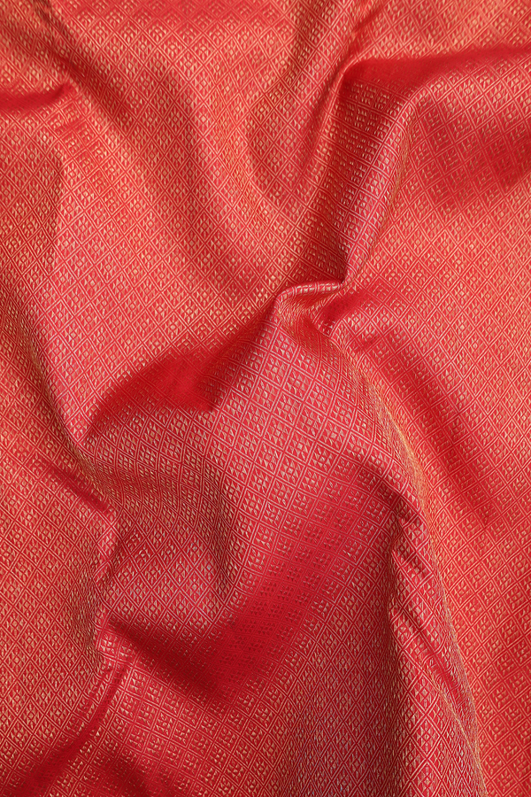 Kanchipuram Silk Saree In Chilli Red With Brocade Design