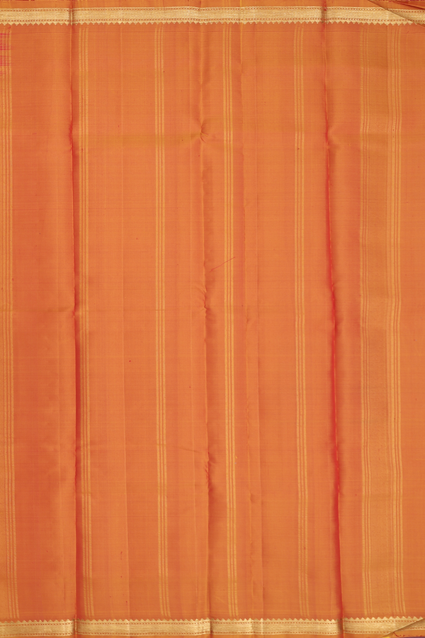 Kanchipuram Silk Saree In Chilli Red With Checks Design