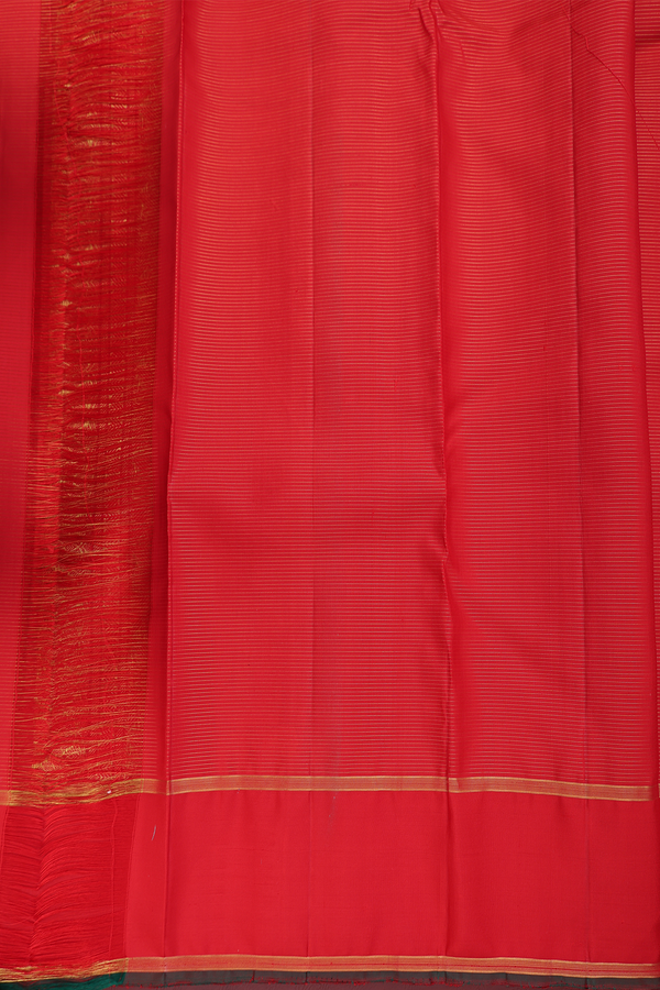 Kanchipuram Silk Saree In Chilli Red With Checks Design