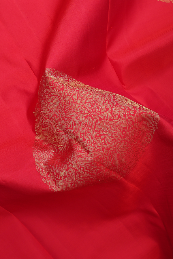 Kanchipuram Silk Saree In Chilli Red With Mandala Design