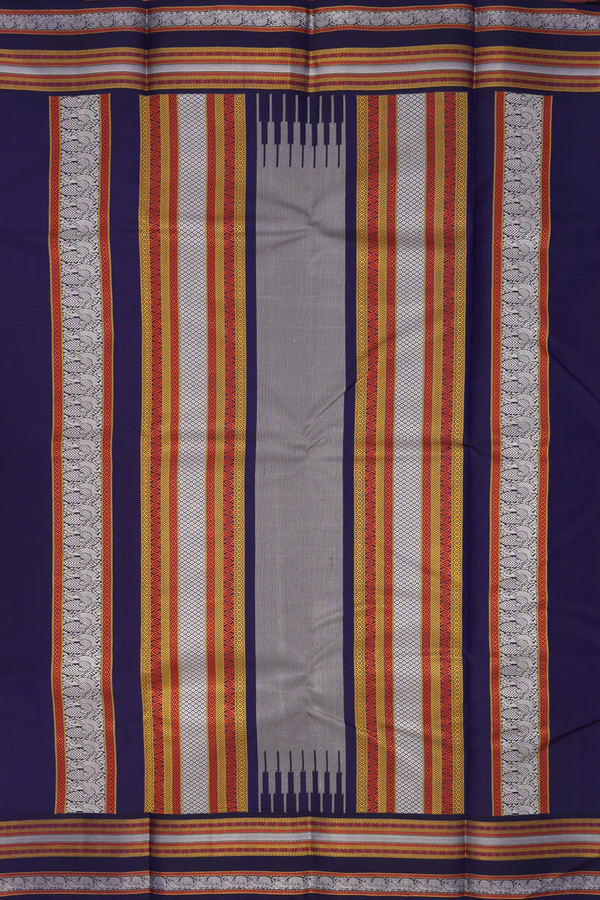 Kanchipuram Silk Saree In Chilli Red With Rudraksh Buttis