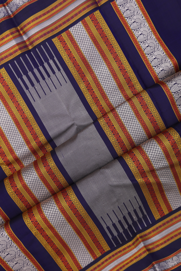 Kanchipuram Silk Saree In Chilli Red With Rudraksh Buttis