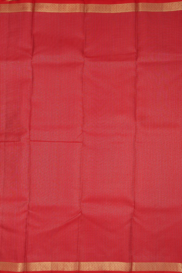 Kanchipuram Silk Saree In Chilli Red With Stripes Design
