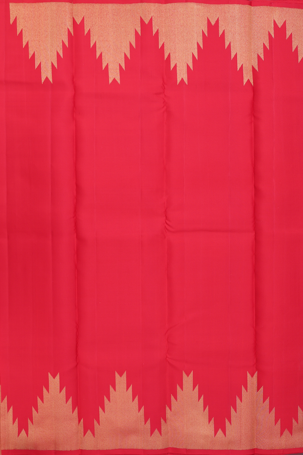 Kanchipuram Silk Saree In Chilli Red With Temple Border