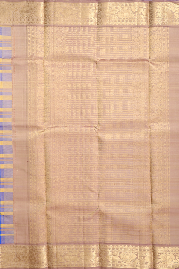 Kanchipuram Silk Saree In Cobalt Blue With Checks Design