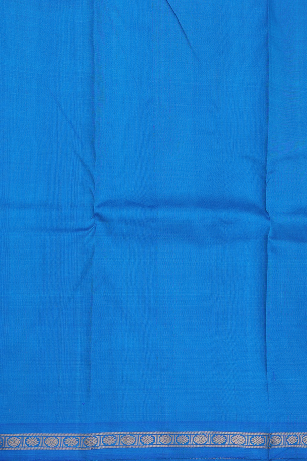 Kanchipuram Silk Saree In Cobalt Blue With Rudraksh Border