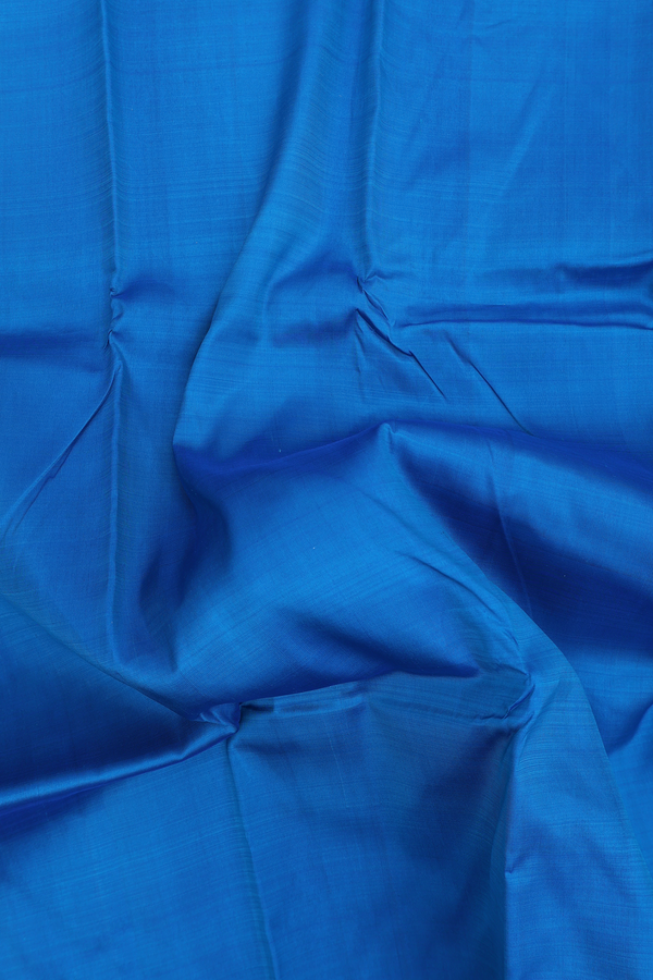 Kanchipuram Silk Saree In Cobalt Blue With Rudraksh Border